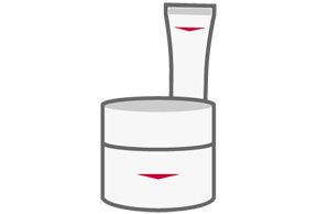 Ilustração de dois potes de produtos.